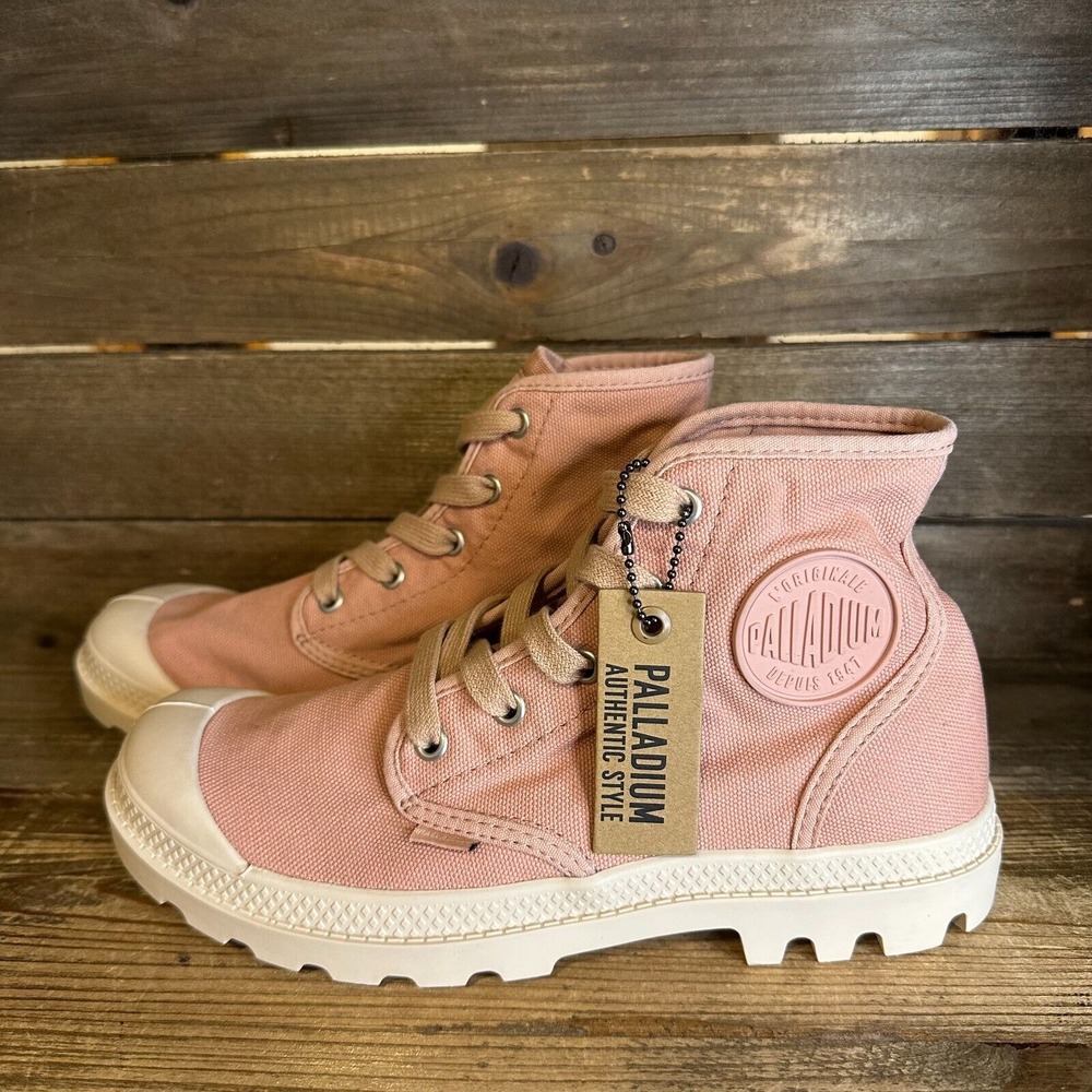 New Womens Palladium Pampa Hi Top Pink Canvas Shoes Sneakers Boots Size‎ 7.5 M - Picture 2 of 6